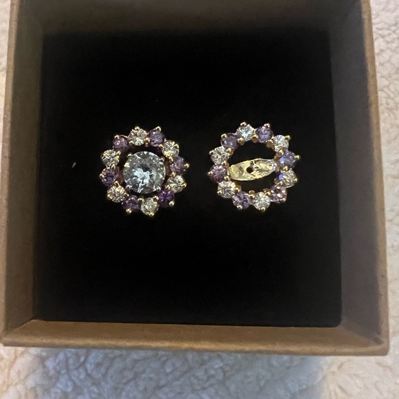 Vintage Ross Simons Amethyst n Simulated Diamond CZ Jackets - Picture 2 of 5